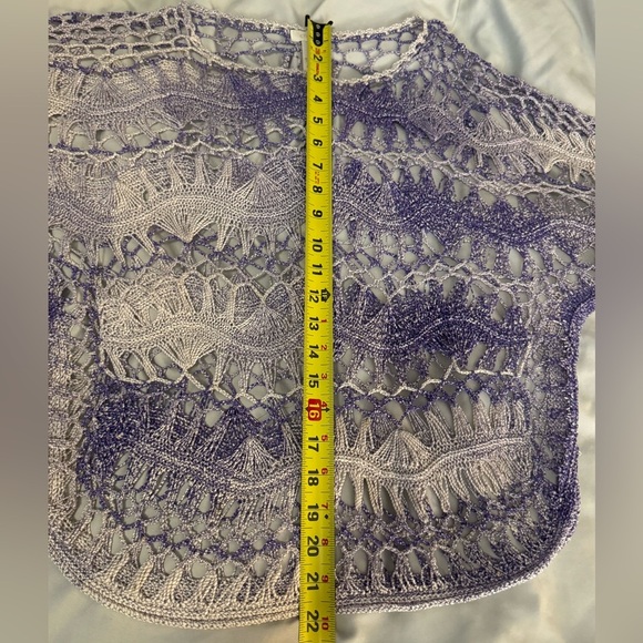 Chico’s Purple and White Crochet Knit Boho Festival Top - Picture 7 of 7